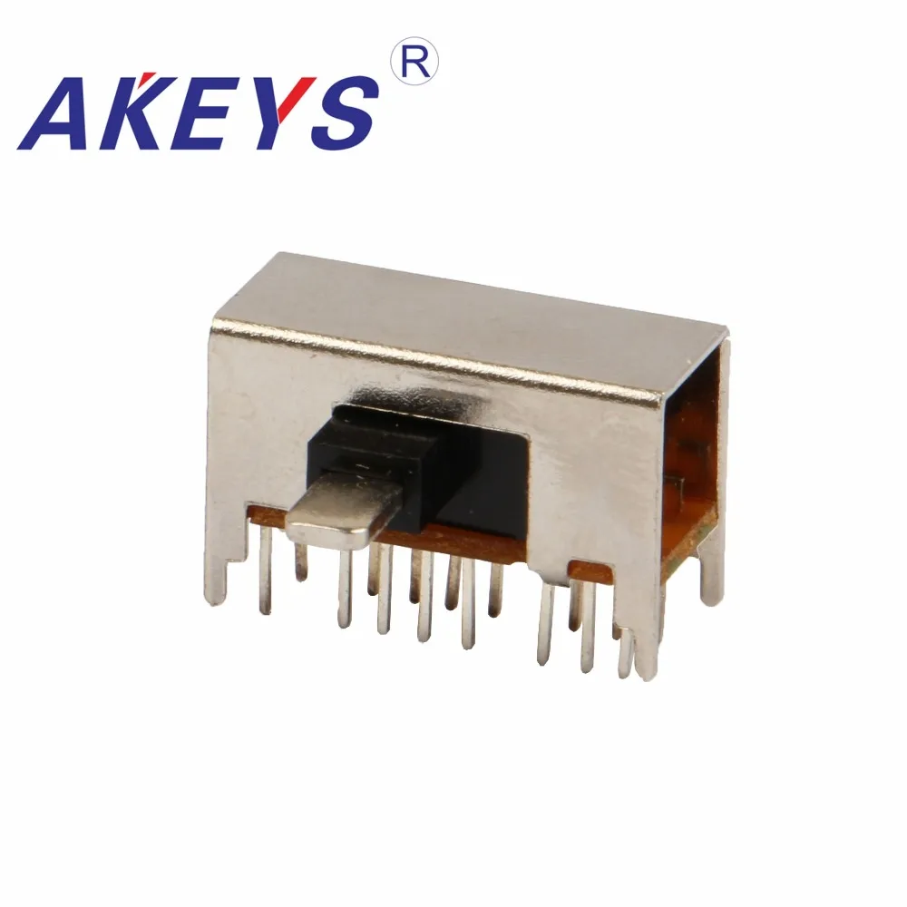 

20PCS SK-43D01 4P3T Four pole three throw handle heights 3.0mm slide switch side insert 16 pin with 4 fixed pin top handle Iron