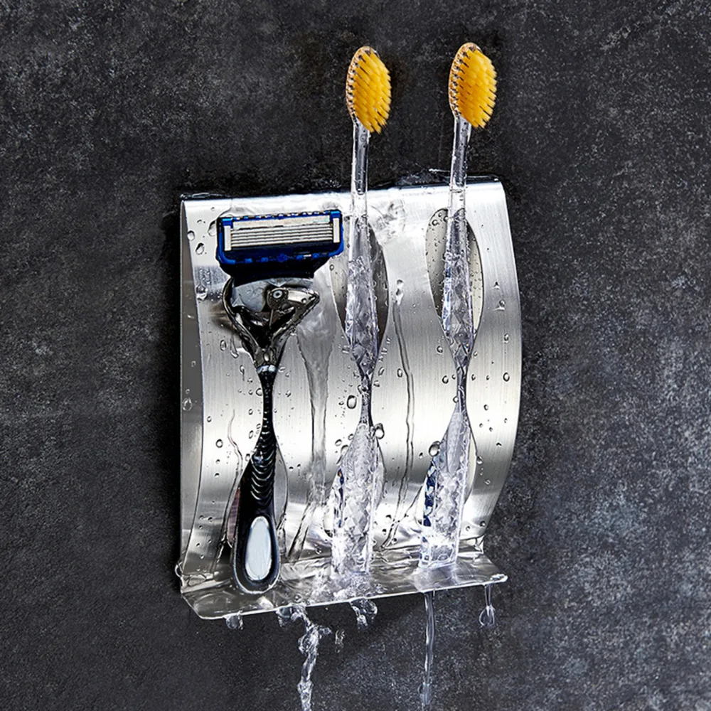 

Stainless steel Toothpaste Dispenser 2/3 Holes Wall Mount Toothbrush Holder Self-adhesive Bathroom Accessories