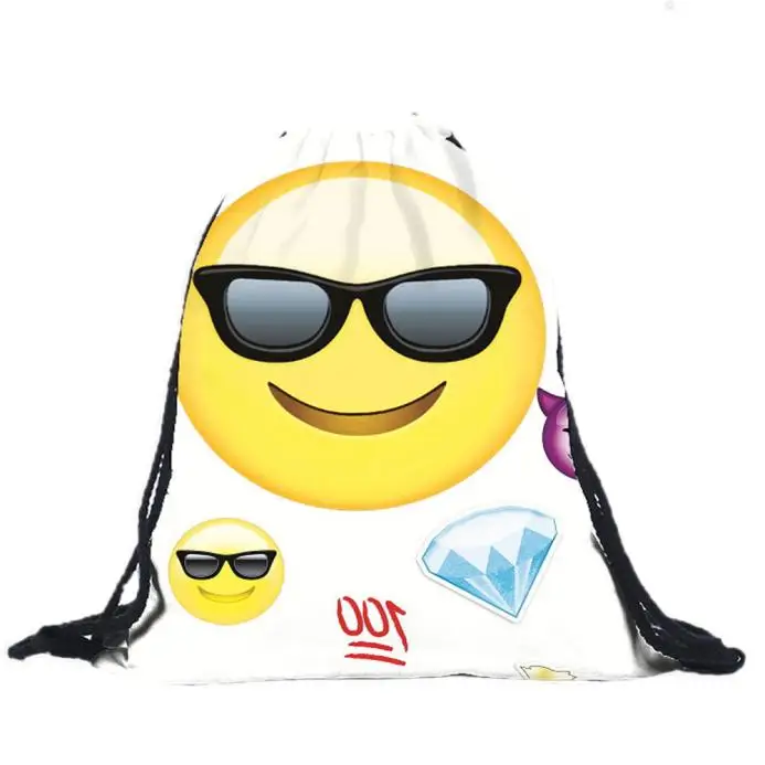 Unisex Cute Emoji camping Backpacks 3D Printing cycling lazy Sports Bags Drawstring Backpack