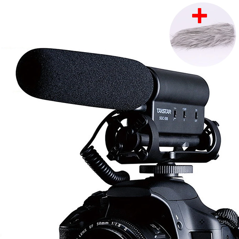 Takstar SGC-598 фото конденсатор CCTV 3 5 Mic Live Vlogging Видео Студия микрофон Запись дробовик