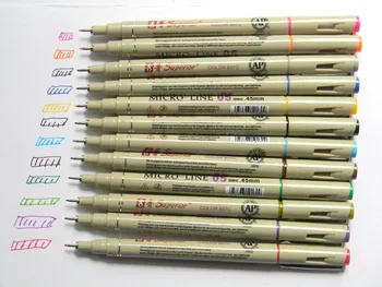 

12pc colors 0.5 Sketch Micro Fine Line Needle Pen for Cartoon Art Drawing