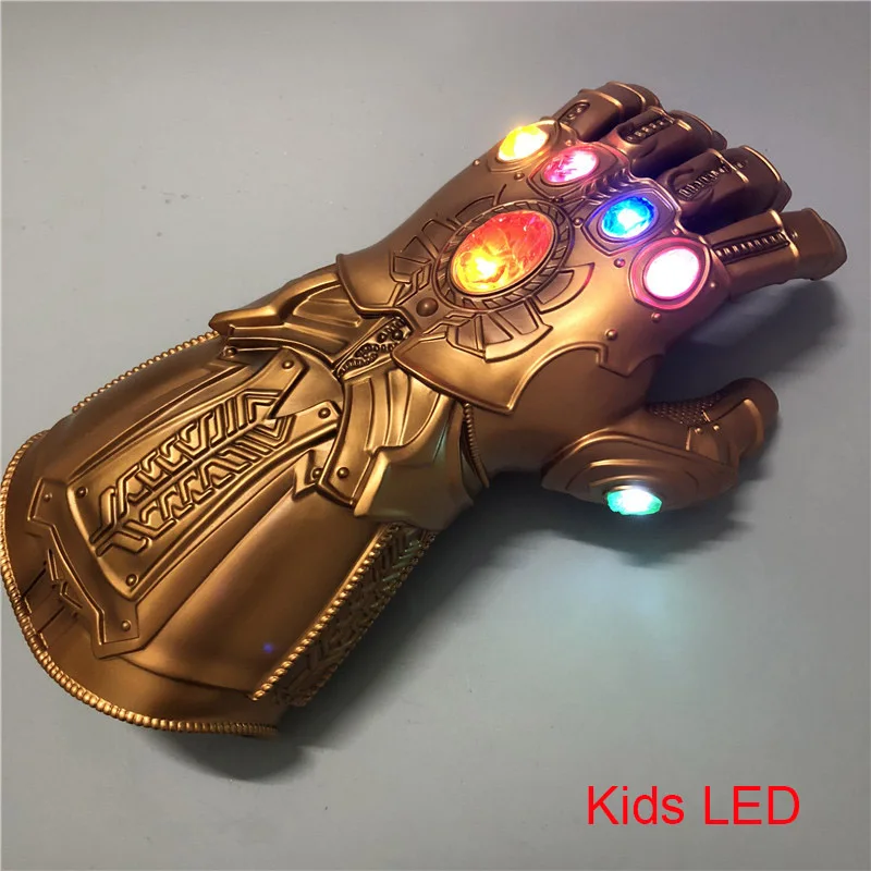 Взрослые дети Мстители Endgame IronMan Infinity Gauntlet камни съемный светодиодный свет Косплей танос латексные перчатки супергерой оружие - Цвет: Kids LED