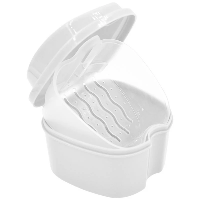 

New Denture Bath Box Case makeup organizer Dental False Teeth Storage Box with Hanging Net Container organizer