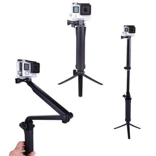  3 Way Monopod GoPro Monopod Collapsible Mount Camera Grip Extension Arm Tripod Stand for Gopro Hero