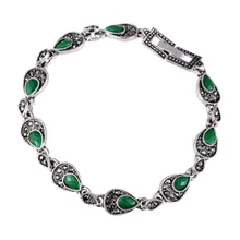 Модный браслет для женщин Винтажный Зеленый Красный полимерный камень Тибет Серебряный Coachella фестиваль Римский Королевский очаровательные ювелирные изделия