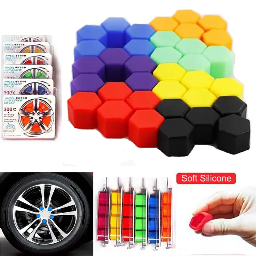20pcs Bolt Caps Nut Cover License Plate Screw Orange Valve Silica Gel Wheel Nuts Dustproof Rust 21mm | Автомобили и мотоциклы