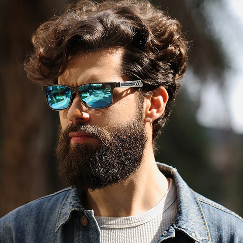Eyecraftes мужские солнцезащитные очки Алюминий магния вождения солнцезащитные очки прямоугольник синие зеркальные покрытия очки