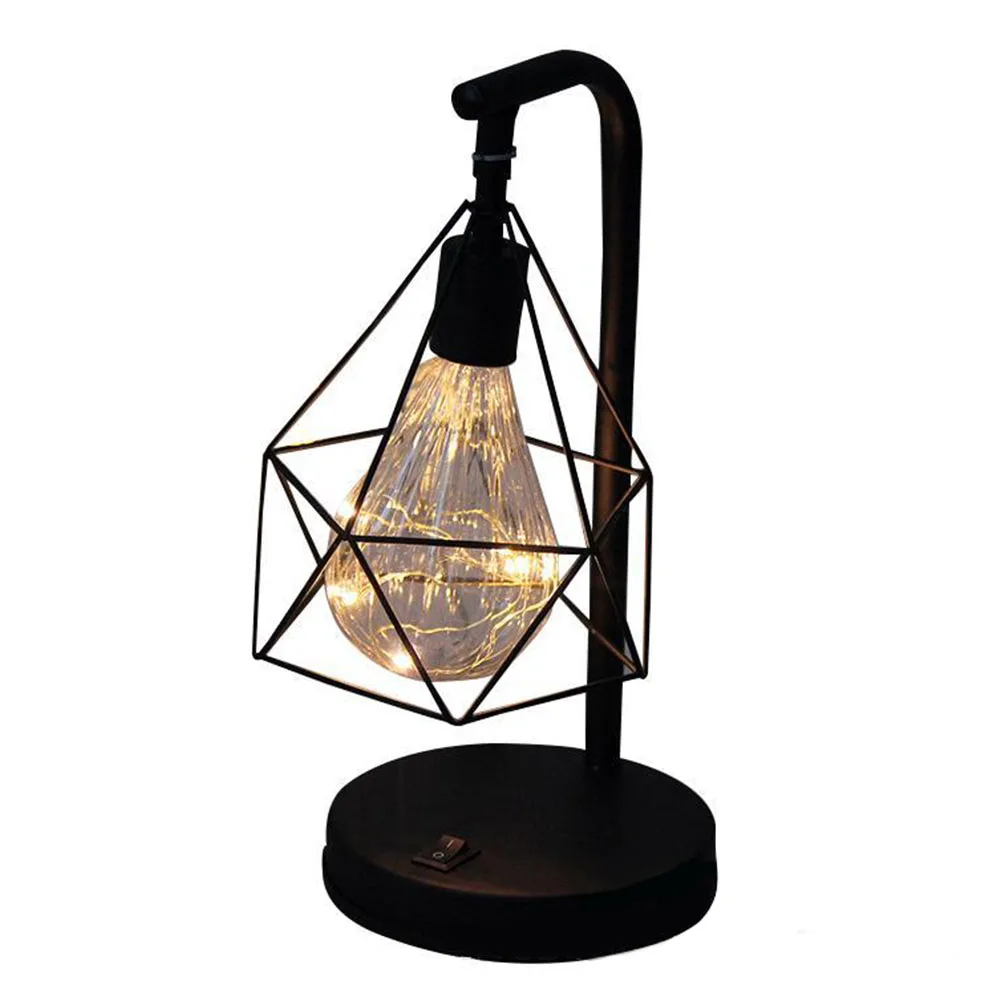 

Bedside Student Simple Night Energy Saving Battery Powered Table Lamp Retro Decorative Modern Bedroom LED Bulb Diamond Shape