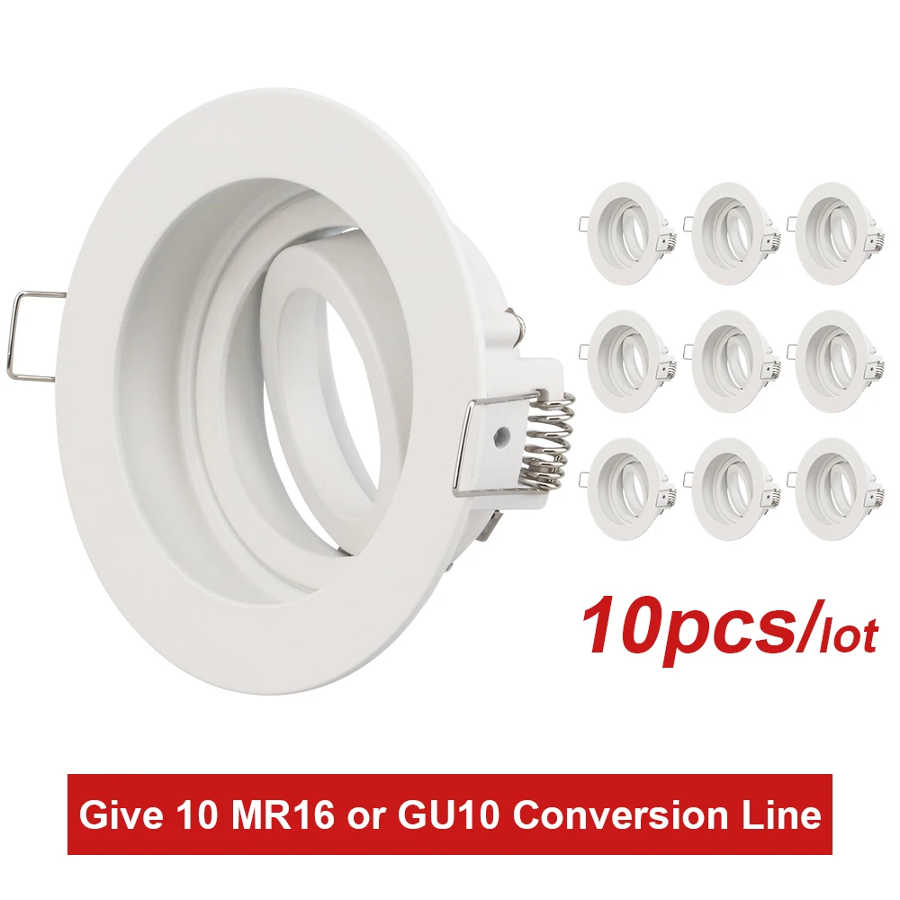 

White/Black Round Spot lights Lamp Frame Downlight mounting frame Adjustable MR16 GU10 light Fitting for dia 50mm led spotlight