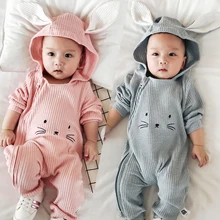 Mignon Longue Oreille de Lapin Bébé Barboteuses Vêtements À Manches Longues Combinaisons pour Les Nouveau-nés Garçons Filles Tenues bébé Vêtements pour Automne/hiver