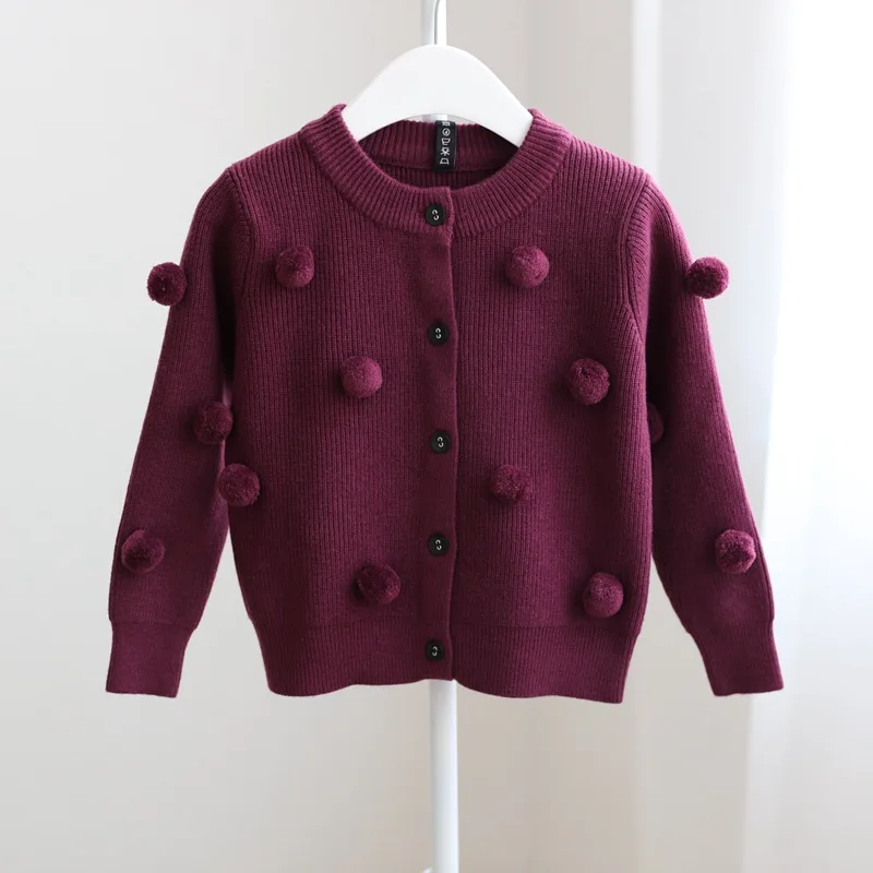 Girls Cardigan Autumn Winter Kids Girls Sweaters Pompom Knitted Toddler Girl Winter Clothes Sweater Coat Girls Outerwear