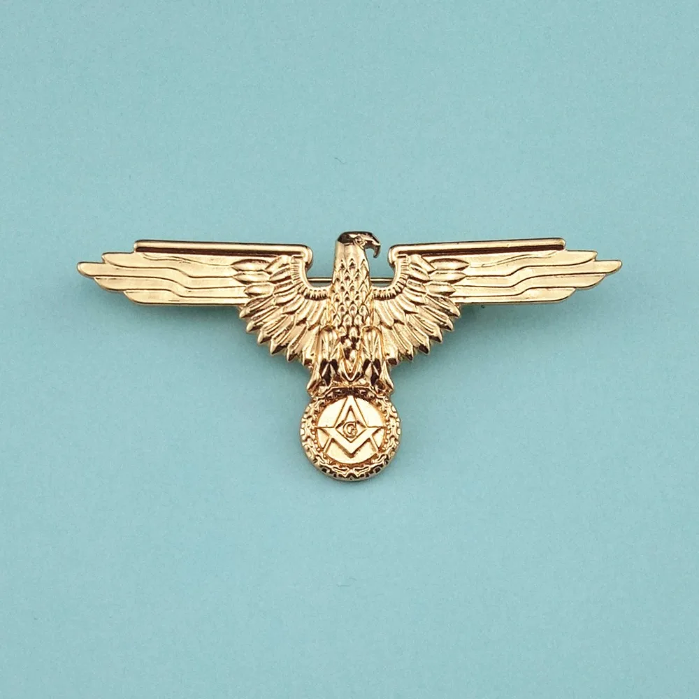 

Germany Masonic Badges German Mason Uniforms Medal Golden Metal Pin Badge Europe Freemason Eagle Brooches Creative Insignia