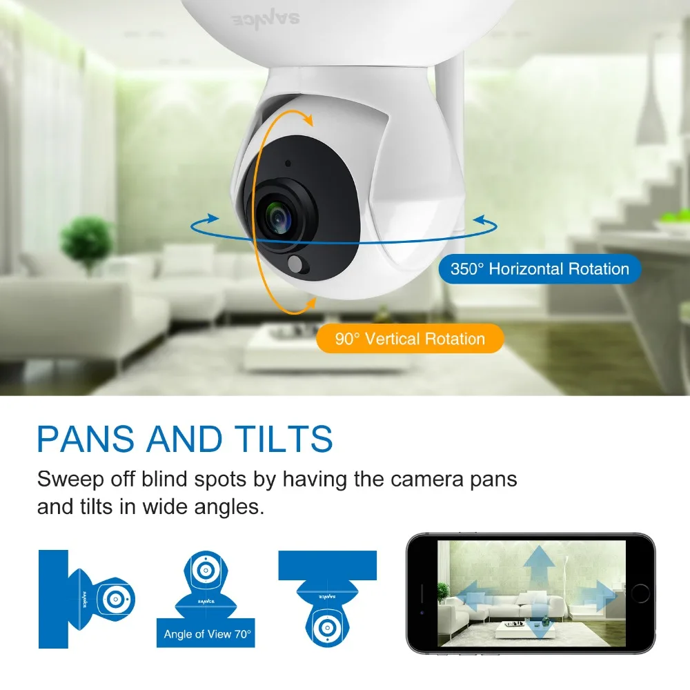  SANNCE 720P HD Smart Wireless IP Camera 1.0MP TWO-WAY Audio IR night vision wifi PTZ Camera CCTV ho - 32858027947