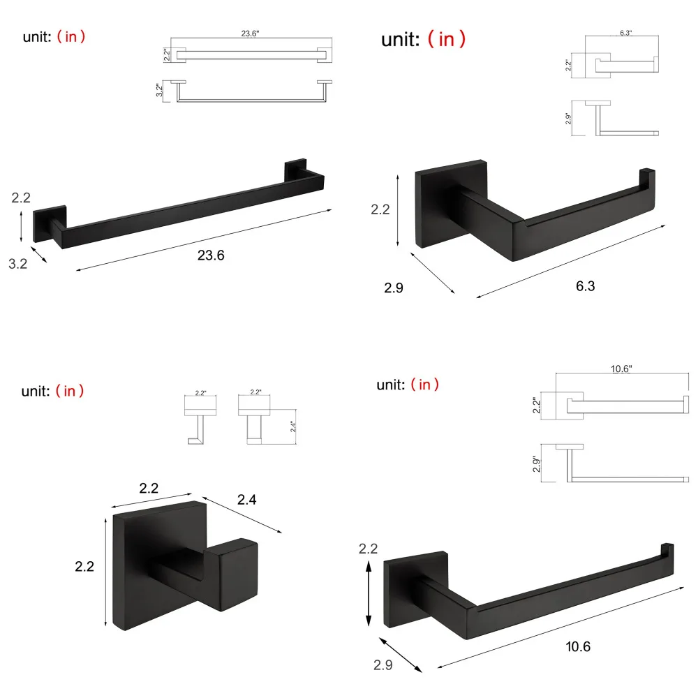 Матовый черный SUS 304 из нержавеющей стали набор аксессуаров для ванной комнаты Крючок для халата держатель для полотенец держатель для туалетной бумаги аксессуары для ванной комнаты