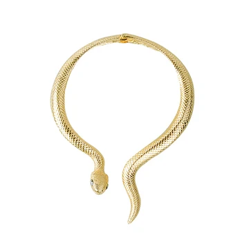 

2019 Fashion Snake shape Choker Necklace Female Collar Jewelry big statement necklaces for women silver gold#SS30
