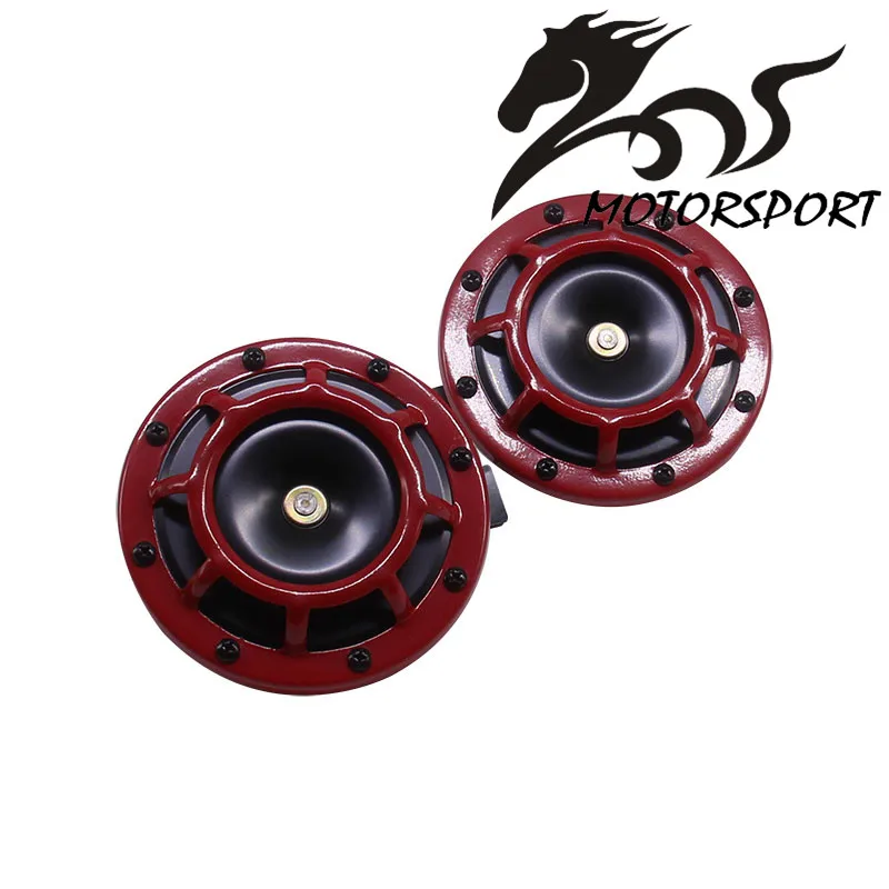 110 дБ Красный/Черный Супер громкий компактный электрический звук тон Воздушный Рог Комплект для мотоцикла и автомобиля 12 В