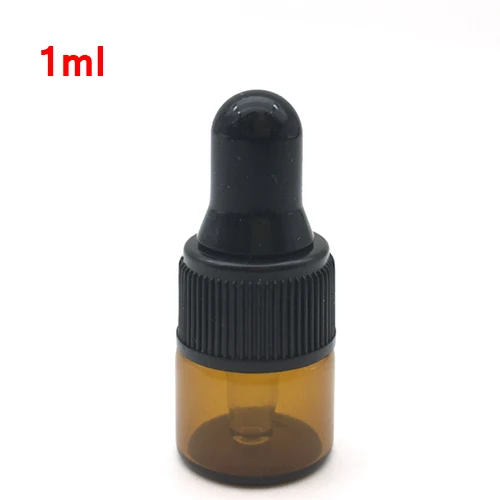 10 шт. мини 1 мл 2 мл 3 мл 5 мл пустая стеклянная бутылка-капельница портативная ароматерапия эфирное масло прозрачная бутылка янтарный флакон - Цвет: 1ml Amber with Black