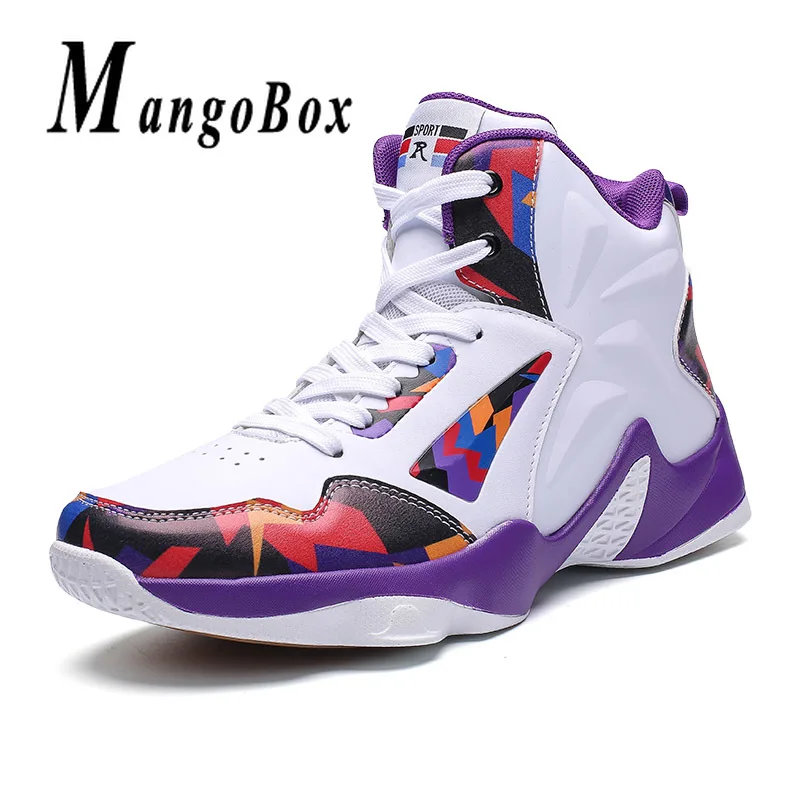 

New Sport Shoes Basketball Male High Top Men Basketball Shoes White Purple Training Shoes Size 39-46 Mens Basketball Sneakers