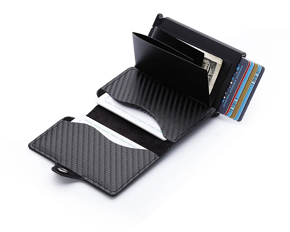  CaseKey Men Minimalist Metal Slim Aluminum Wallet with Back Coin Pocket Card Case Rfid Blocking Aut
