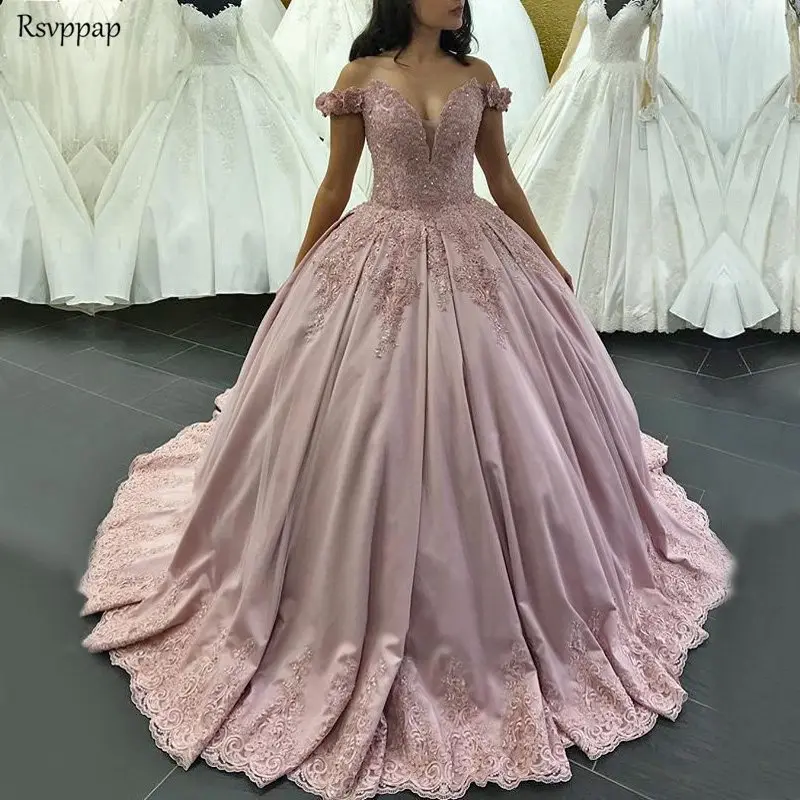 Роскошное длинное платье Quinceanera 2020 Пышное Бальное Платье с рукавом крылышком