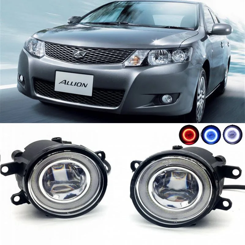 

2 in 1 LED Angel Eyes DRL 3 Colors Daytime Running Lights Cut-Line Lens Fog Lights Lamp for Toyota Allion 2007-2017