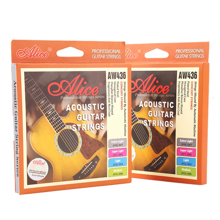 

Wholesale 12 sets/lot Alice AW436 Acoustic Guitar Strings 6-string Set Concert Strings Multi Tension for Option