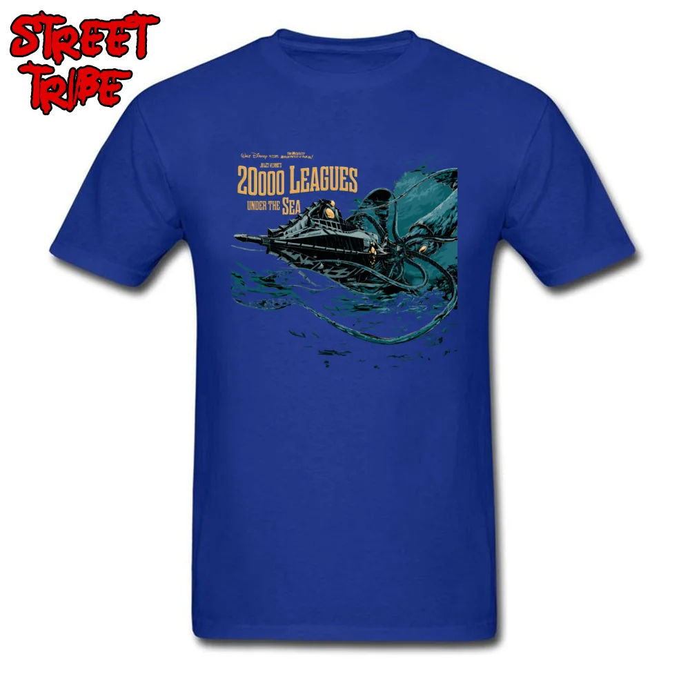 Custom Europe Top T-shirts Funny Summer Short Sleeve Crewneck Tops & Tees 100% Cotton Men Design T-Shirt Wholesale 20000 leagues under sea JV -5794 blue