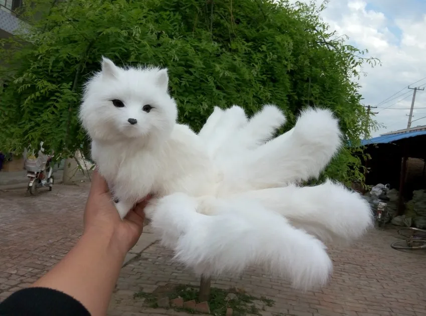 simulation cute white fox 35x18x15cm model polyethylene&furs fox model home decoration props ,model gift d440