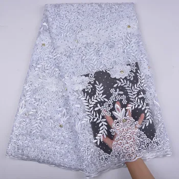 

High Quality Fashion Embroidery Mesh Tulle Lace Fabric With Stones African French Net Lace Fabric A1260
