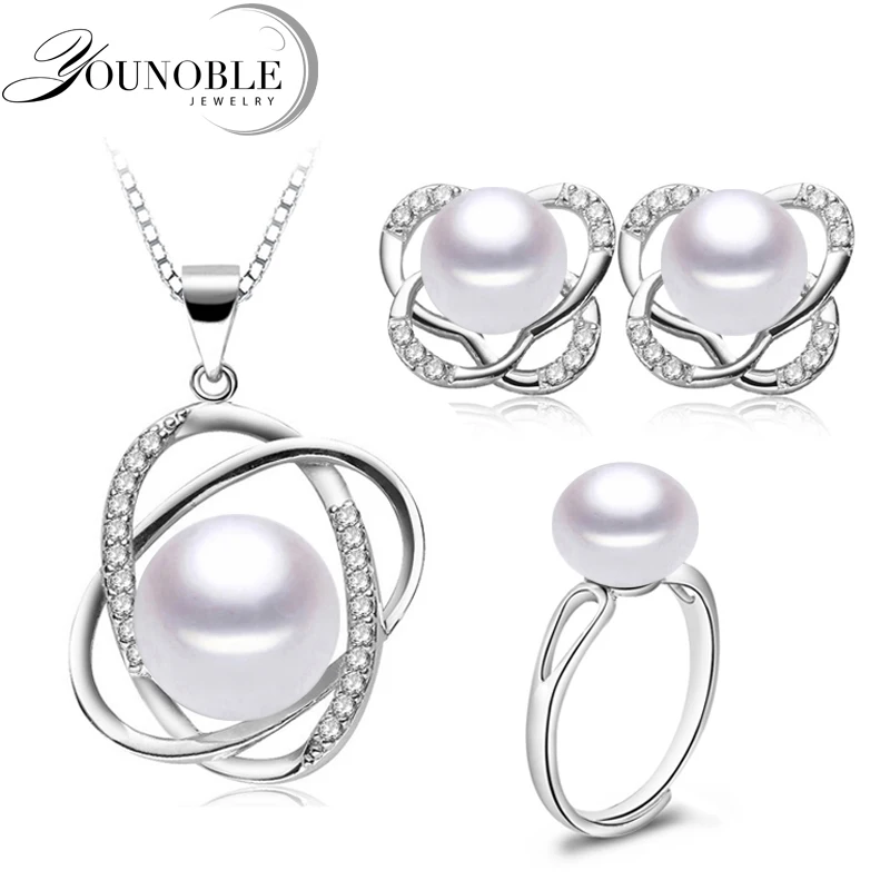 Pearl Jewelry Set Trendy Wedding Necklace Earrings 925 Silver Pearl Jewelry Set Trendy Wedding Necklace Earrings 925 Silver Find For Women Mother Birthday Gifts White Pink In Sets From