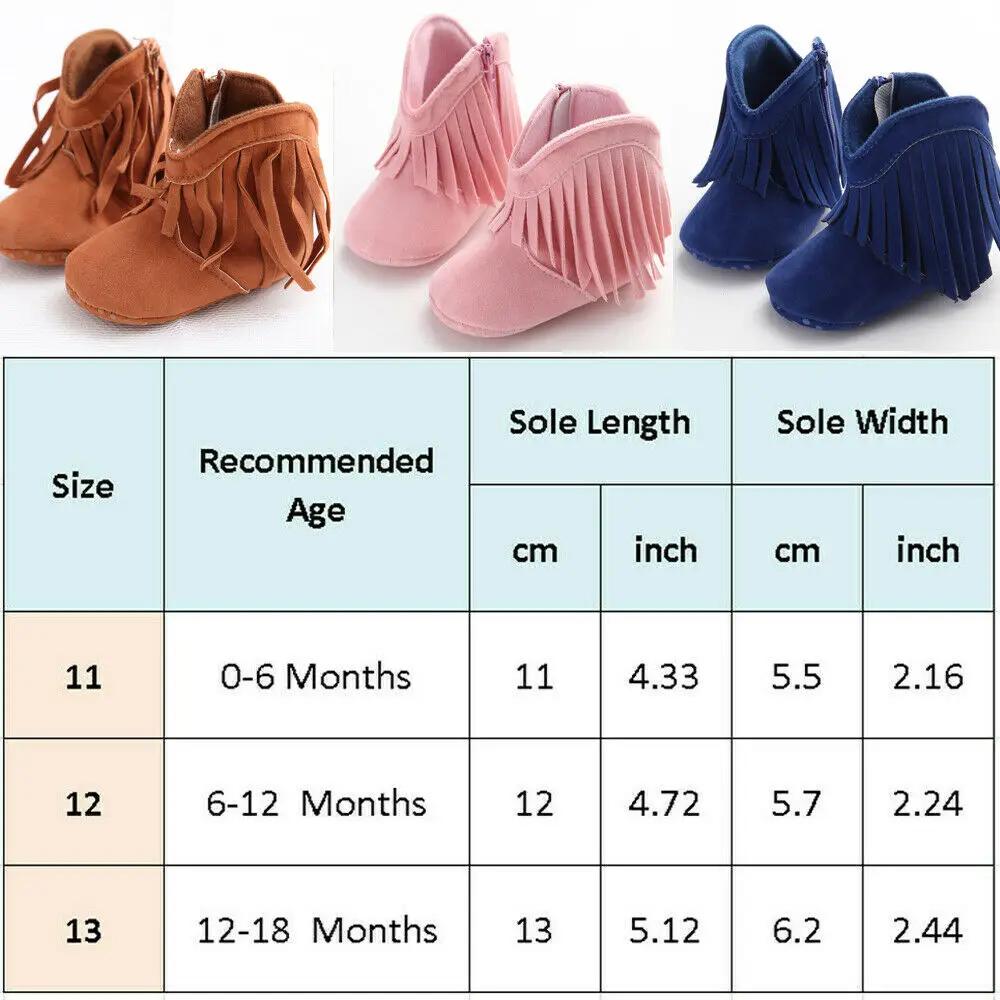 New Infant Newborn Baby Girls Tassel Shoes Prewalker Soft Cotton Comfortable