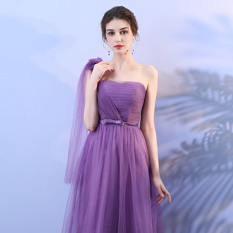 Beautiful Cheap Party Sexy Wedding Guest Long Silver Violet