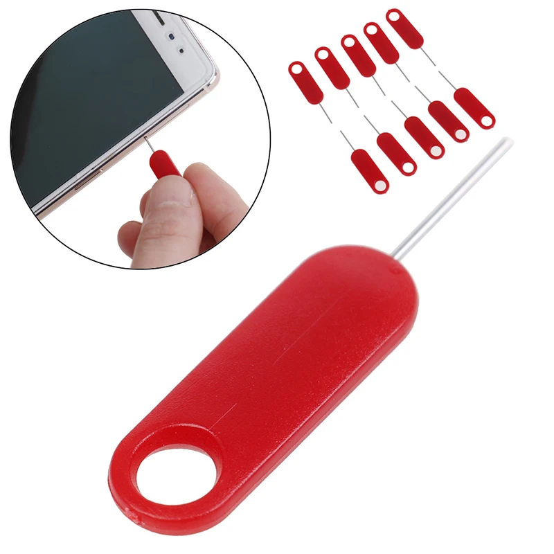 

10pcs Red Sim Card Tray Removal Eject Pin Key Tool Stainless Steel Needle for iPhone iPad Samsung for Huawei xiaomi