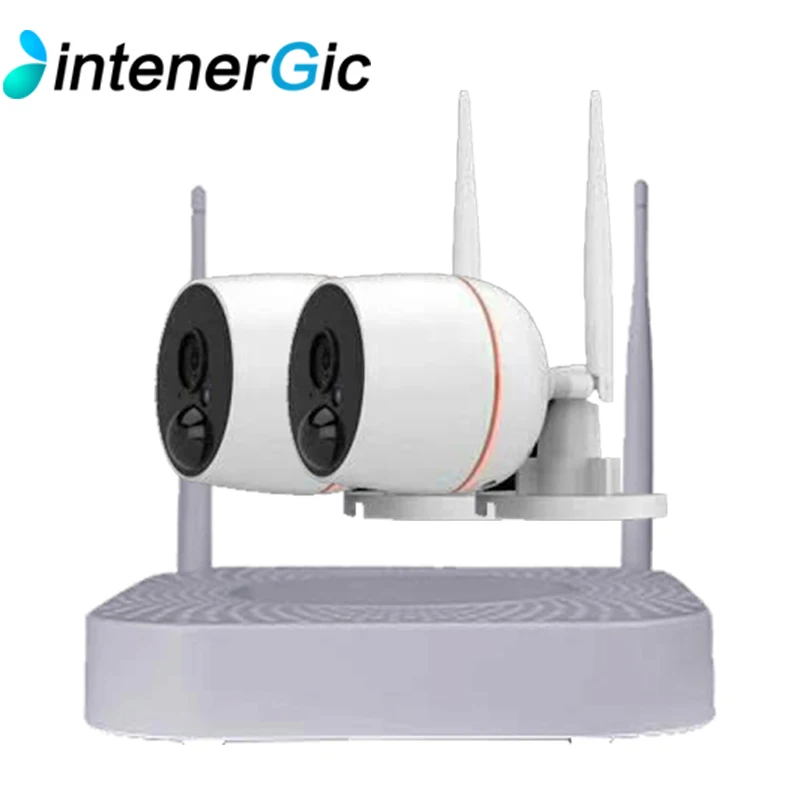 

INTENERGIC 1080P FHD little Wireless Video Surveillance System Wifi 2pcs 2MP IP Camera Two-way Audio PIR Home Security CCTV Kit