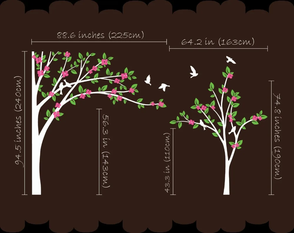  Cute Blossoms Corner Decorative Tree Wall Sticker Nursery Kids Bedroom Sweet Decor CHildren Tree Pa - 32709161195