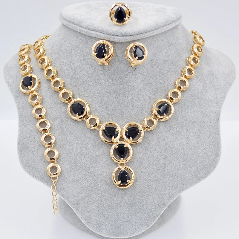 

Sunny Jewelry Bridal Jewelry Sets For Women Heart Necklace Earrings Ring Bracelet High Quality Cubic Zirconia For Party Wedding