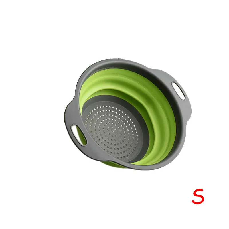 LMETJMA круглый складной дуршлаг BPA бесплатно фрукты овощи стиральная дренажная корзина кухонный дуршлаг фильтр можно мыть в посудомоечной машине KC0236 - Цвет: Green-S