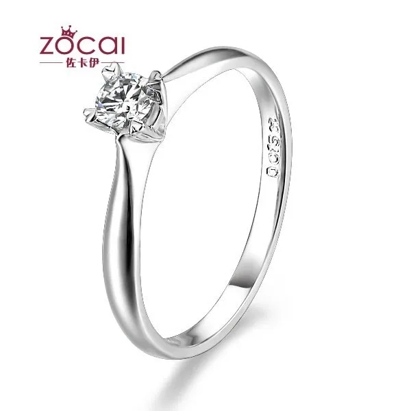 Бренд ZOCAI натуральное Настоящее 0,15 КТ Сертифицированный H/SI бриллиантовое обручальное кольцо с круглой огранкой из белого золота 18 К ювелирные изделия