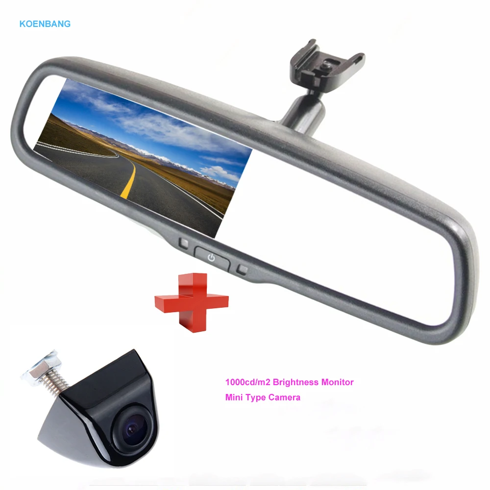 KOENBANG 4 3 TFT LCD Car Rear View Mirror Monitor 1000cd m2 2 way Video Input