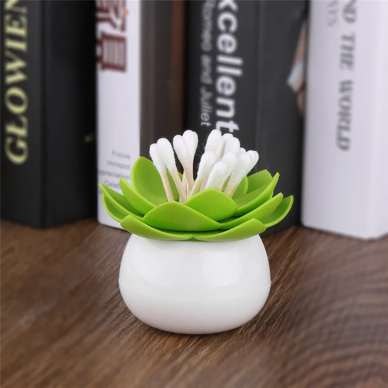 

Lotus Toothpicks Holder Creative 8cm Cotton Swab Box Cotton Bud Holder Case Table Decorate Storage Box Organizer