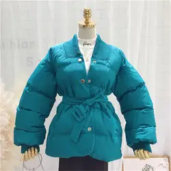 2018 осень зима теплая Женская хлопковая куртка большого размера с хлопковой подкладкой пальто тонкий длинный рукав короткие парки Harajuku