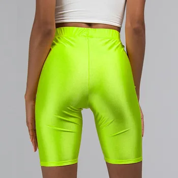 

Purple yellow green red neon shorts elastic spandex bicycles high waist black biker shorts Everyday bodycon biker short