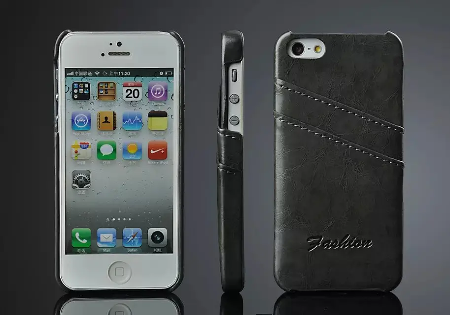 Модный, для iPhone SE бизнес Капа fundas кожаный чехол-накладка для Apple iPhone 5S 5G Задняя батарея корпус с держатель для карт
