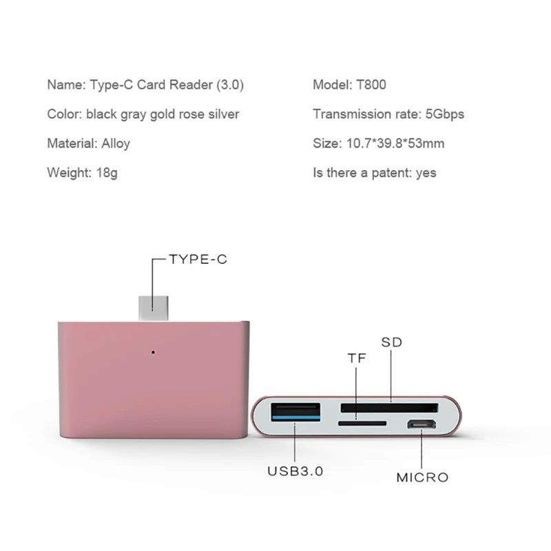 Кардридер USB 2,0 type-C Телефон OTG аксессуары для ноутбука карты памяти TF