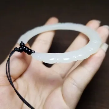 

Hetian jade Qinghai material white jade bamboo bracelet, jade ice transparent, uniform color hb2811#