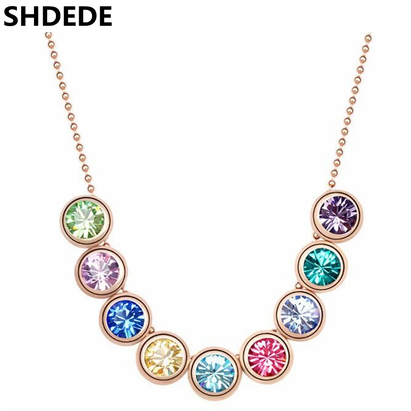 SHDEDE австрийский кристалл от Swarovski женское ожерелье с подвеской высокое качество Стразы колье винтажное модное ювелирное изделие-5182