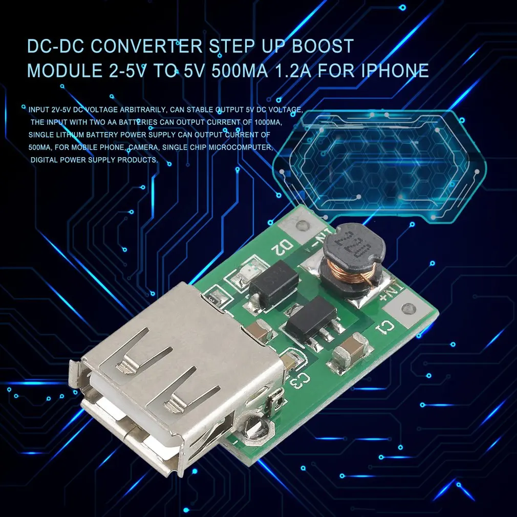 

DC-DC Converter Step Up Boost Module 2-5V to 5V 500mA 1.2A for iphone ALI88