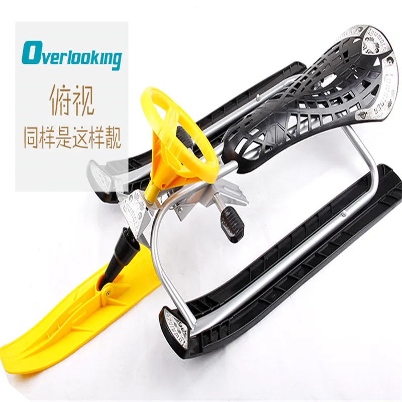 Snow Sled with Steering Wheel Safe Foot Brake Snow Sledge