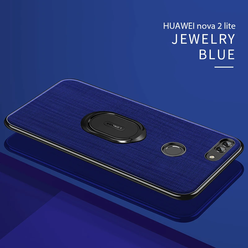 Чехол для Huawei Nova 2 Nova 2 s Nova 3 чехол Fundas анти-капля силиконовый ПК магнитное кольцо чехол для смартфона для Nova2 2 Plus чехол - Цвет: nova 2lite-Blue