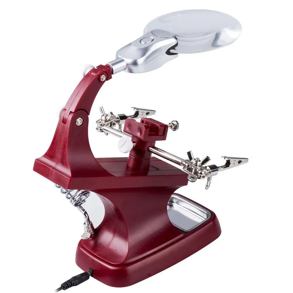 

Helping Hand Magnifying Soldering LED Light Iron Stand Lens Magnifier Glass